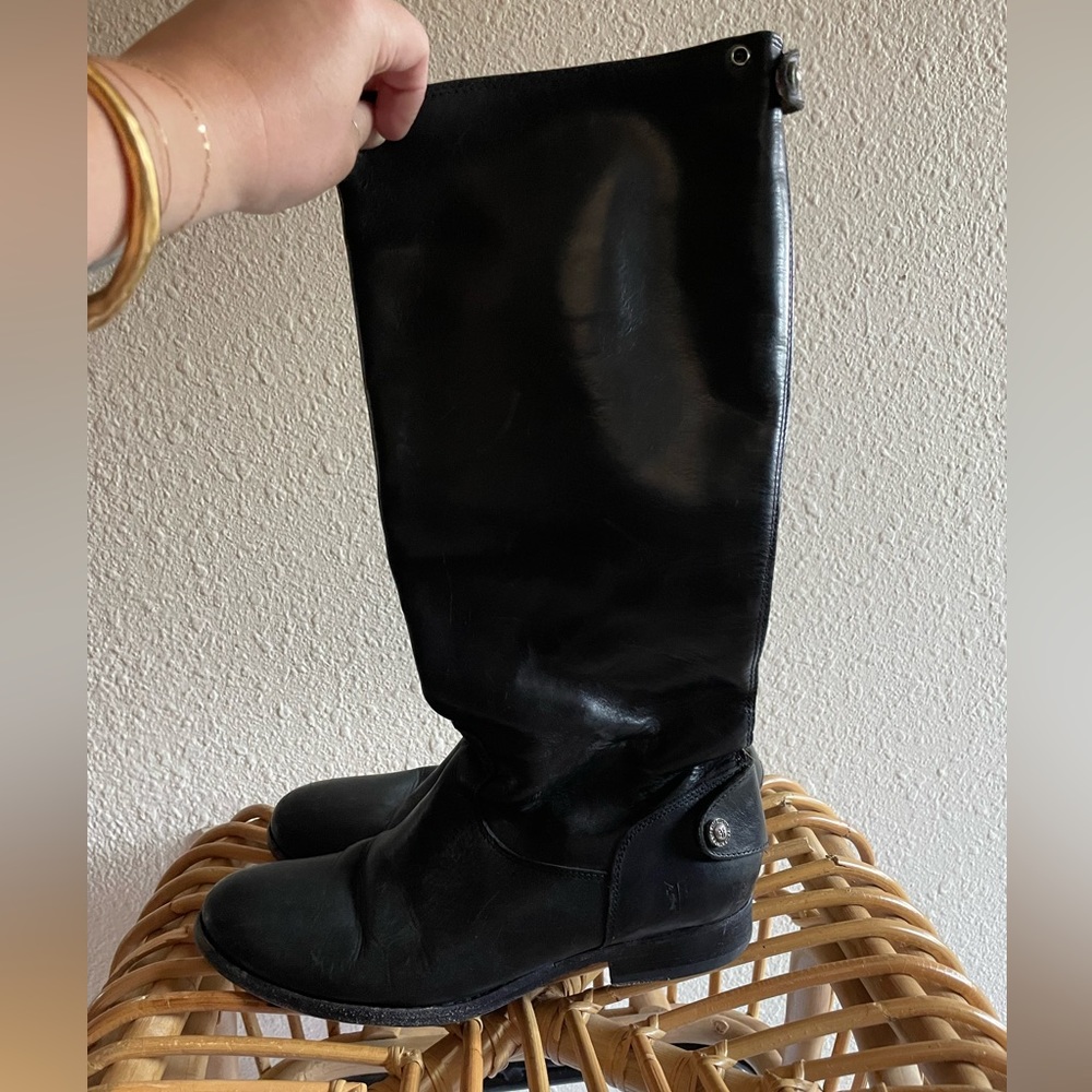 Authentic Black Leather Frye Riding Boots size 8